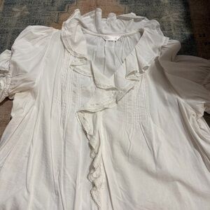 Elegant White Ruffled Women's Top
